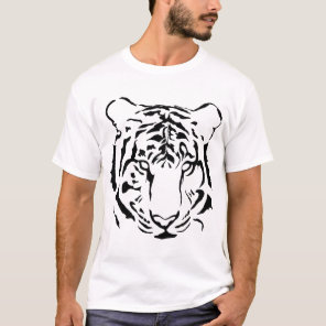 Black and White Tiger Silhouette T-Shirt