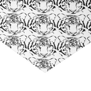 Black and White Tiger Silhouette Tissue Paper