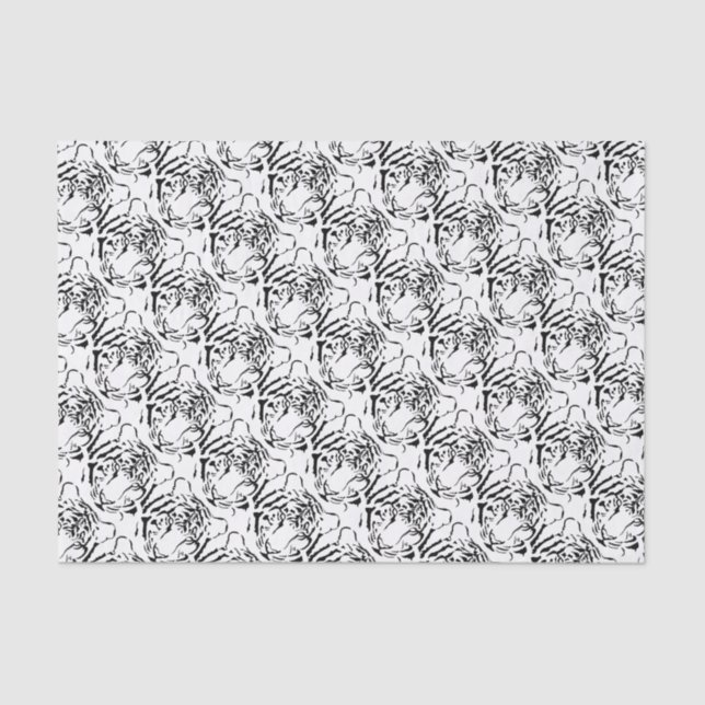 Black and White Tiger Silhouette Tissue Paper (Front)