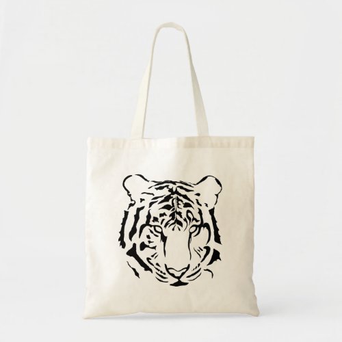 Black and White Tiger Silhouette Tote Bag