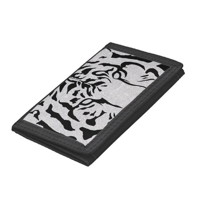 Black and White Tiger Silhouette Trifold Wallet (Bottom)