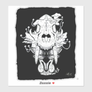 Black and white Tiger skull Sticker