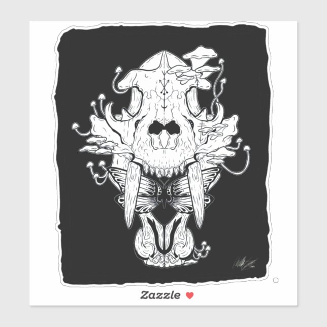 Black and white Tiger skull  Sticker (Sheet)