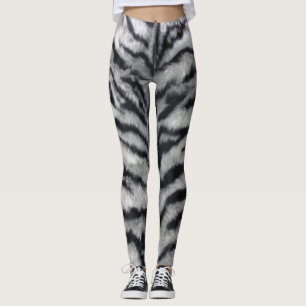 Black and White Tiger Stripe Fur Print Leggings