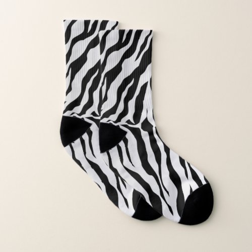 Black And White Tiger Stripes Animal Print 4 Socks