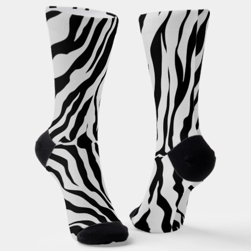 Black And White Tiger Stripes Animal Print  Socks