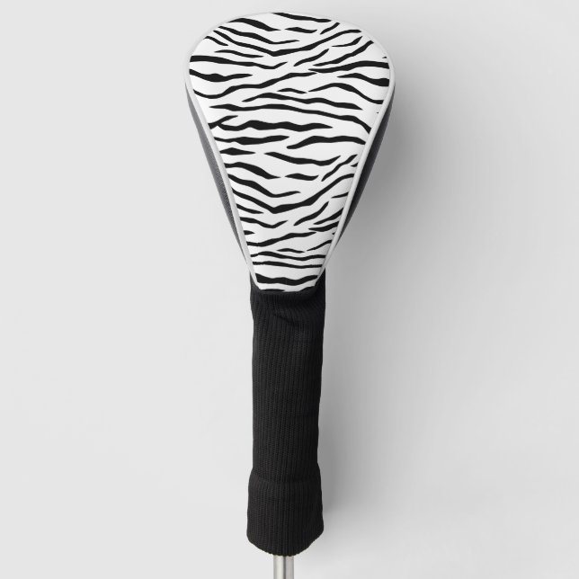 Black and White Tiger Stripes Golf Head Cover (Front)