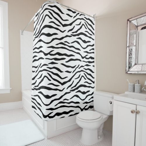 Black and White Tiger Stripes Shower Curtain