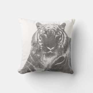 Black and White Tiger Throw Pillow