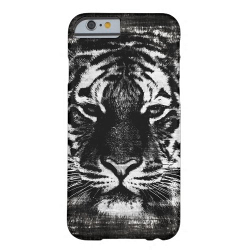 Black and White Tiger Vintage Barely There iPhone 6 Case