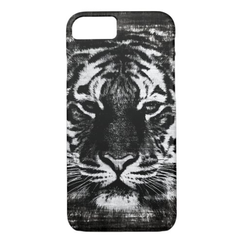 Black and White Tiger Vintage iPhone 87 Case