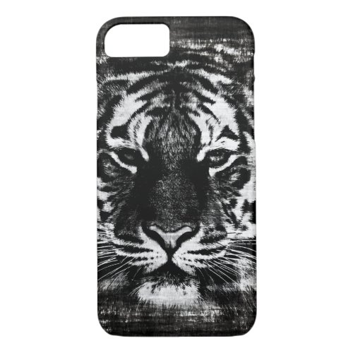 Black and White Tiger Vintage iPhone 87 Case