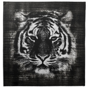 Black and White Tiger Vintage Cloth Napkins