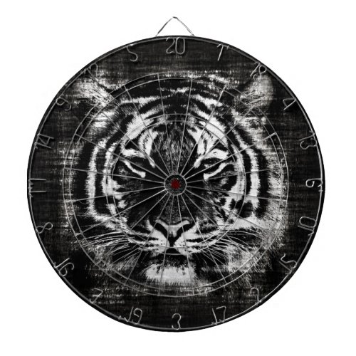 Black and White Tiger Vintage Dart Board