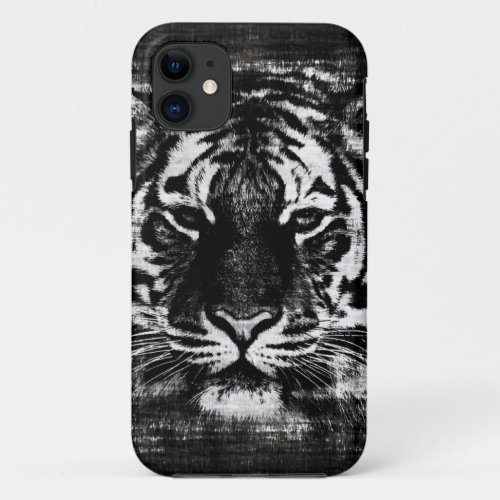 Black and White Tiger Vintage iPhone Case