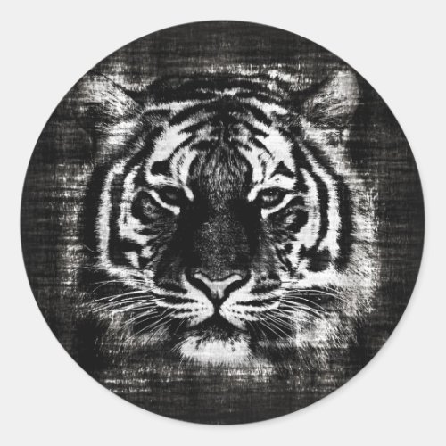 Black and White Tiger Vintage Sticker