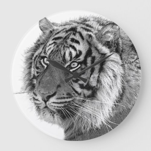 Black and white tiger wild jungle animal photo large clock