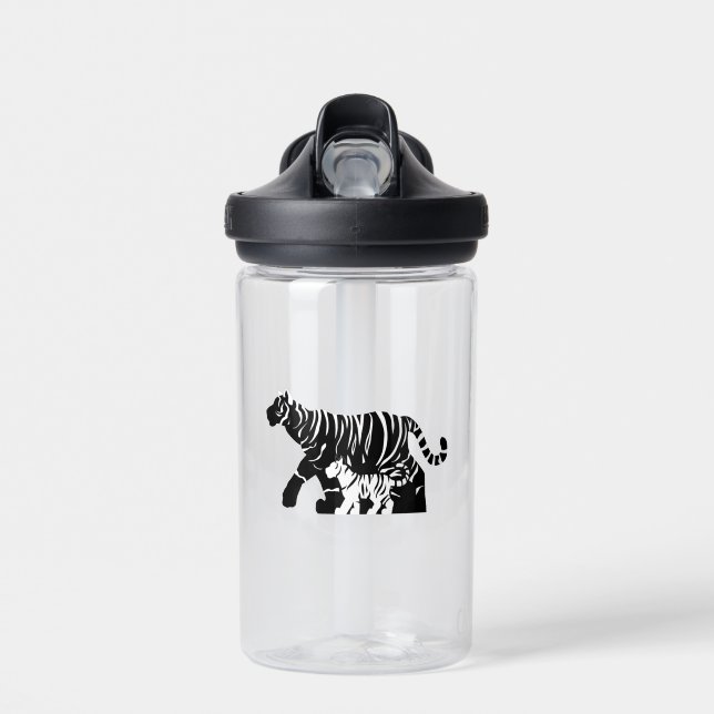 Black and White Tigers Water Bottle (Front)
