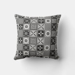 Black and white tile pattern throw pillow
