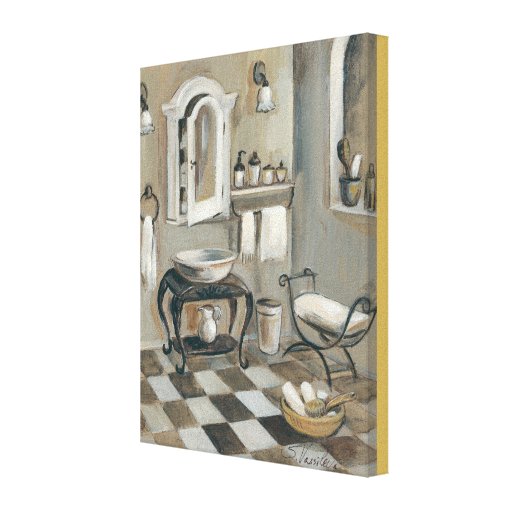 Black and White Tiled French Bathroom Canvas Print Zazzle