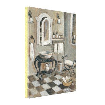 Black and White Tiled French Bathroom Canvas Print | Zazzle