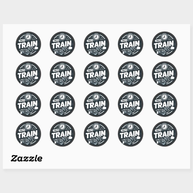 Black and White Time To Train Sticker (Sheet)