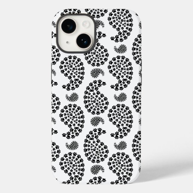 Black And White Tiny Paw Print Paisley Pattern Case-Mate iPhone Case (Back)