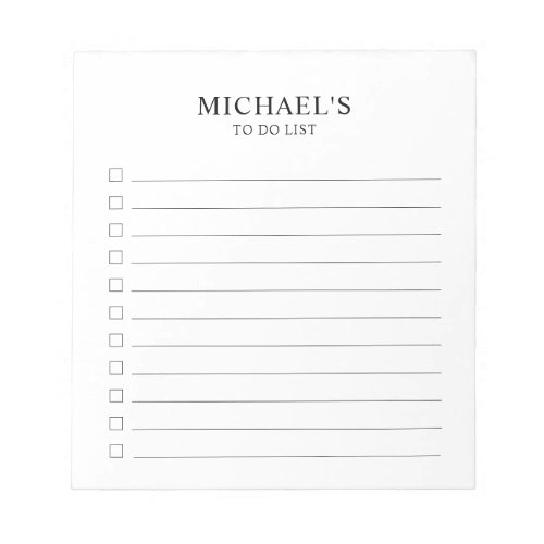 Black and White To Do List Notepad