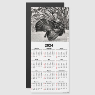 Black and White Tom Turkey Magnetic Calendar Card