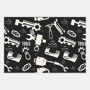 black and white tools heavy duty wrapping paper