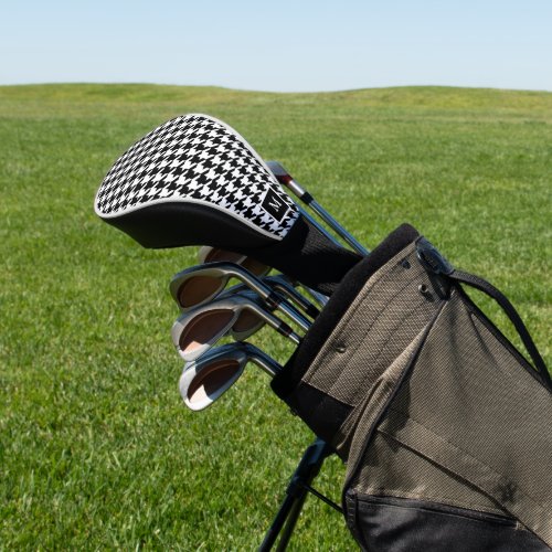 Black and white tooth hound seamless pattern golf head cover