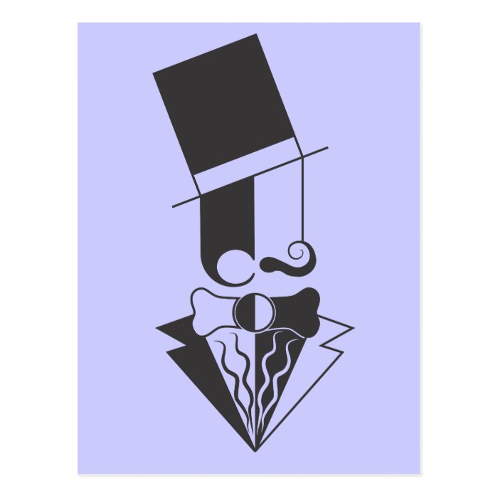 Black and White Top Hat Man Post Cards