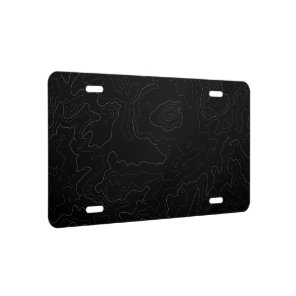 Black and White Topographic Map License Plate