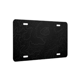 Black and White Topographic Map License Plate