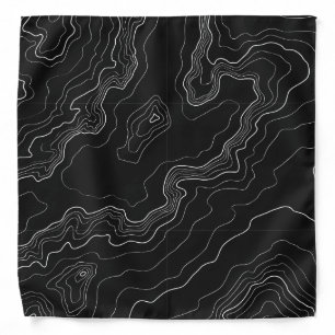 Black and white topography map bandana