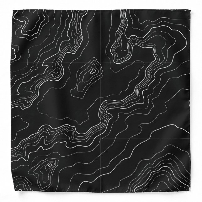 Black and white topography map bandana (Front)