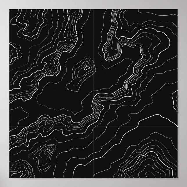 Black and white topography map poster (Front)