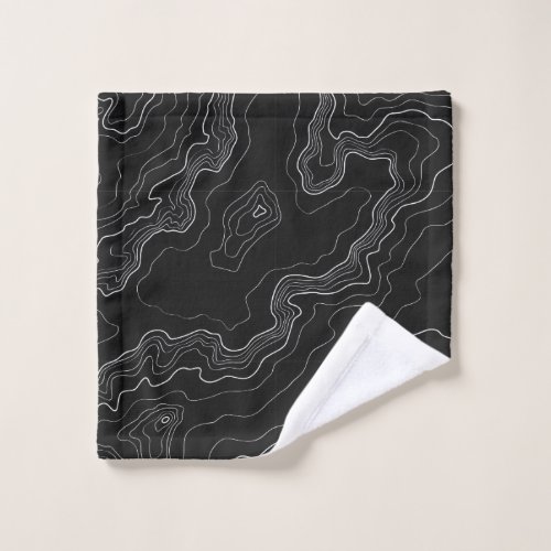 Black and white topography map wash cloth