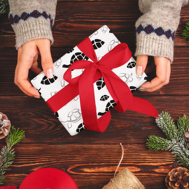 Black and White Tortoise Wrapping Paper (turtle cartoon birthday packing gift wrap,gift wrapping paper,return gift wrap paper,paper gift)