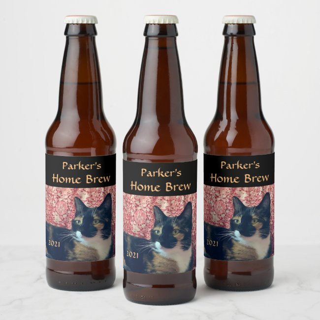 Black and White Tortoiseshell Cat Beer Labels
