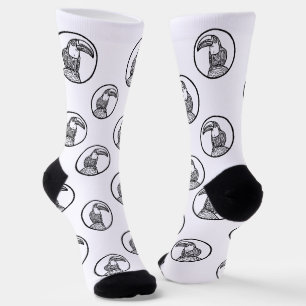 Black and White Toucan Doodle Crew Socks