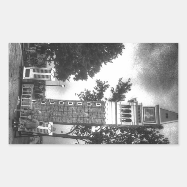 BLACK AND WHITE TOWER RECTANGULAR STICKER (Front)