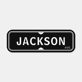 Black and white traditional custom street name metal sign