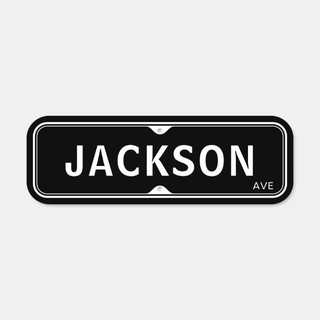 Black and white traditional custom street name metal sign (Front)
