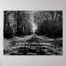 Black and White Train Track Proverbs Scripture