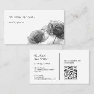Black And White Transparent Flowers Business Card