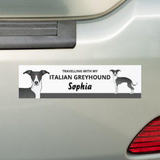Black And White - Travelling With My Iggy Dog Bumper Sticker