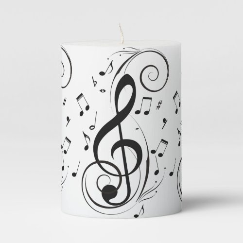 Black and White Treble Clef candle