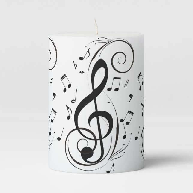 Black and White Treble Clef candle (Front)