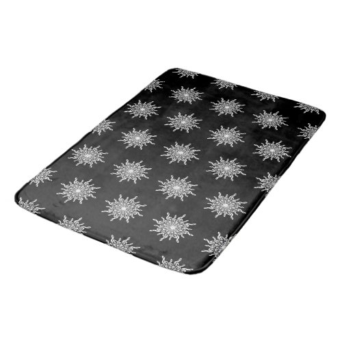 Black and White Treble Clef Snowflake Pattern Bath Mat